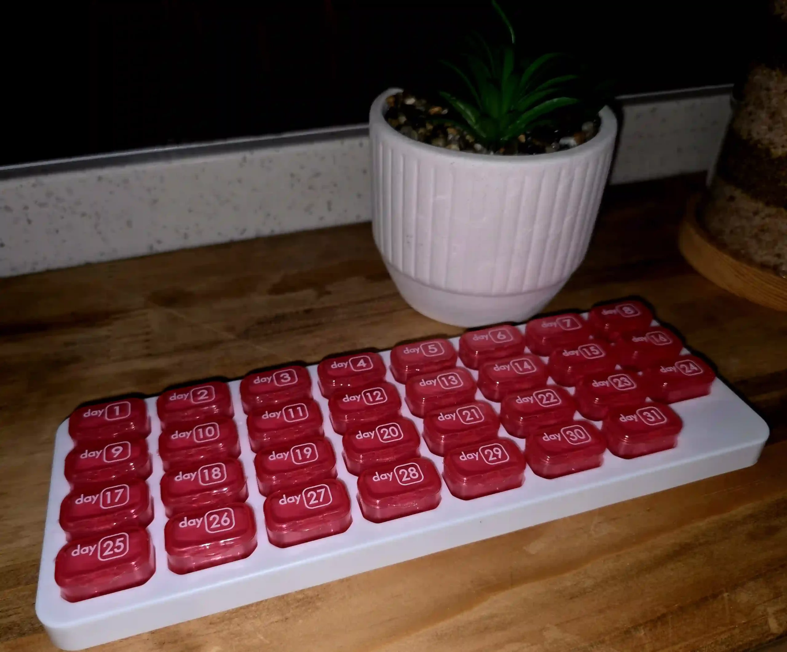 Monthly Pill Box - White & Pink - Image 3