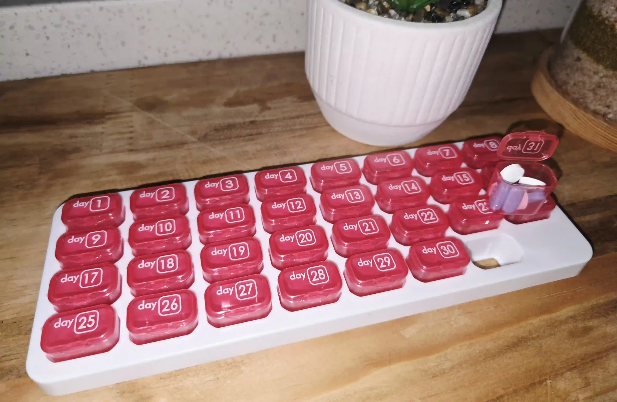 Monthly Pill Box - White & Pink - Image 2