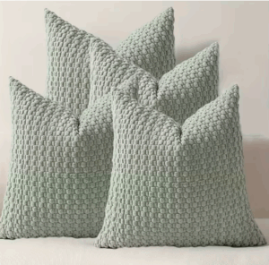 4 Piece Olive Green Modern Double Sided Design Soft Fleece Sofa Pillow Covers