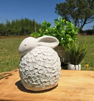 White Daisy Design Large Bunny