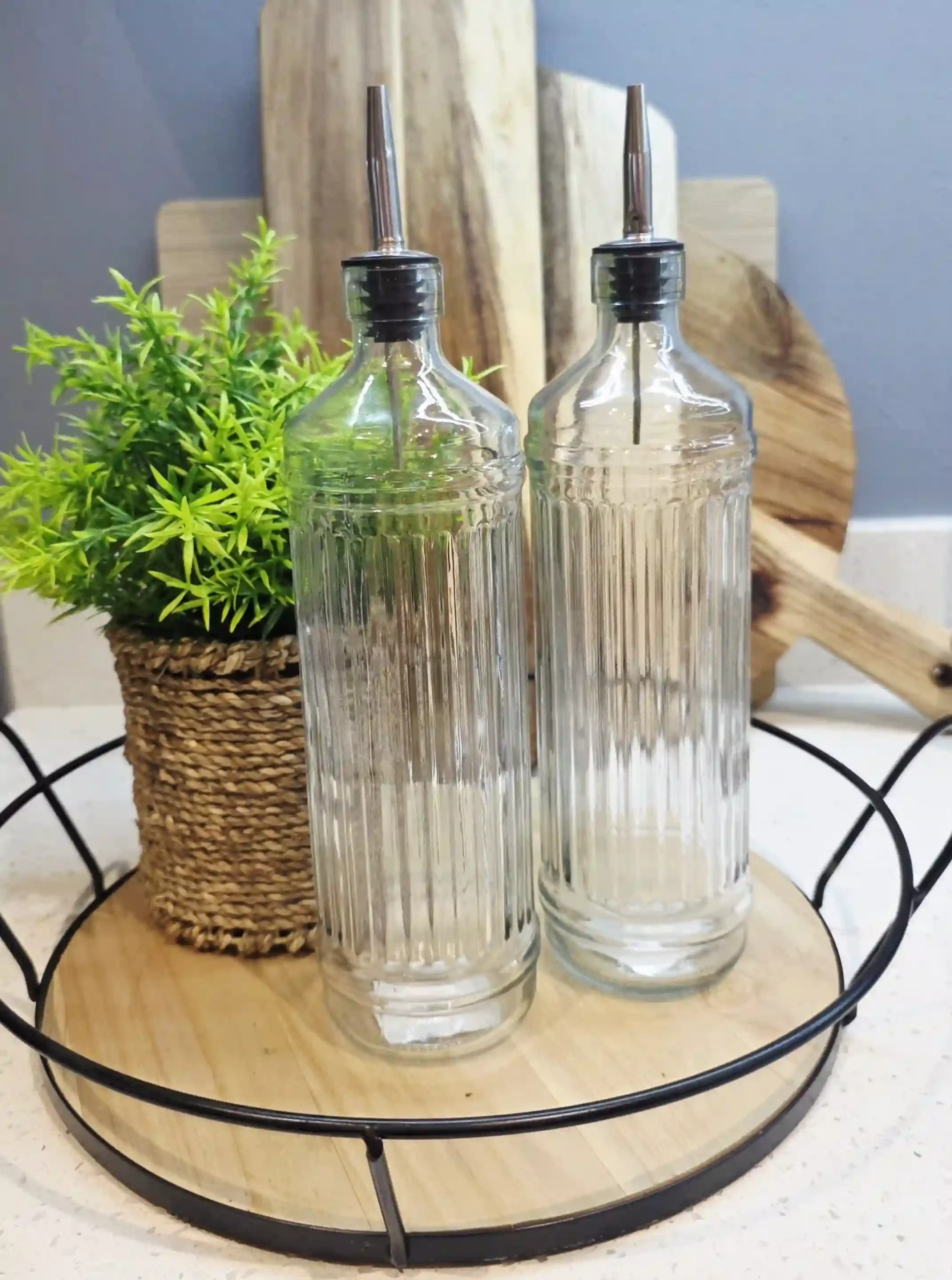 Oil and Vinegar Bottle Glass pattern bottle - Set of 2