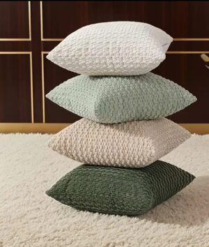 4 Piece Corduroy Decorative Chain Wheat Green Pillows