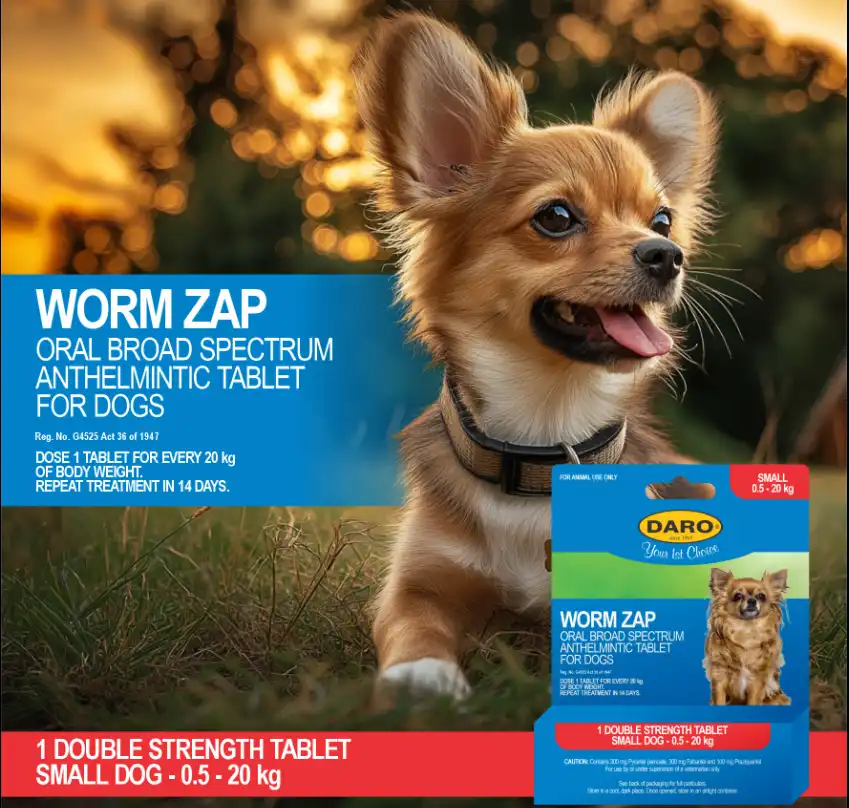 Worm Zap Tablets - Small Dog - Daro