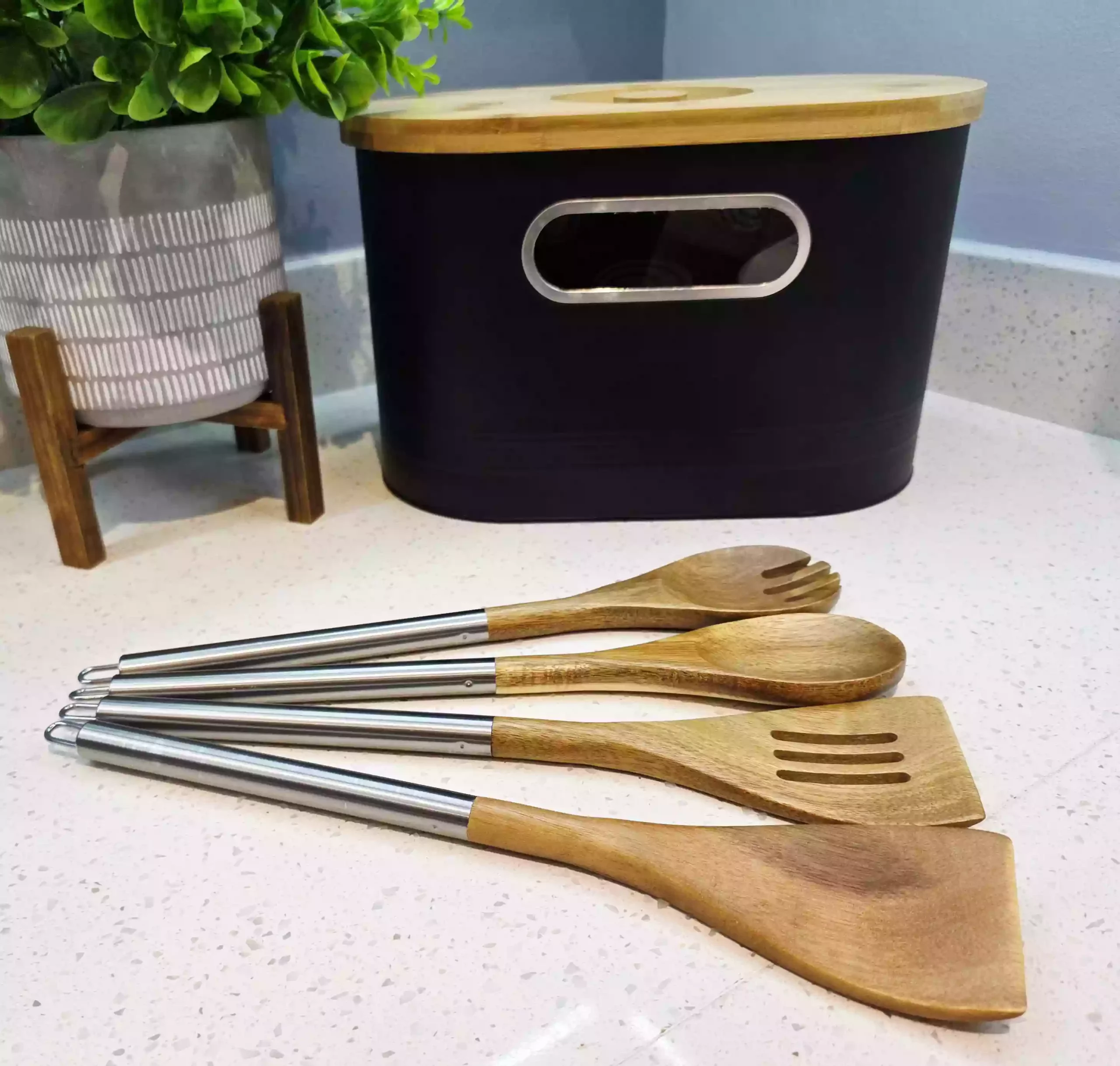 4-Piece Wooden & Stainless Steel Kitchen Utensil Set