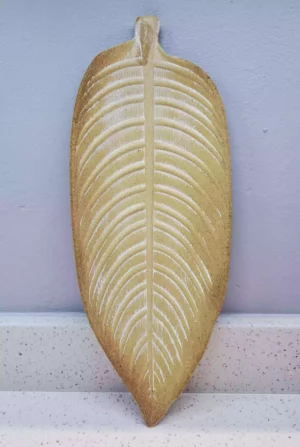 Natural Leaf-Shaped Wooden Tray