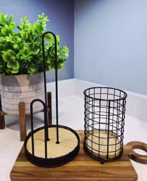 2-Piece Kitchen Counter Organizer Set (Paper Towel & Cutlery Holder)