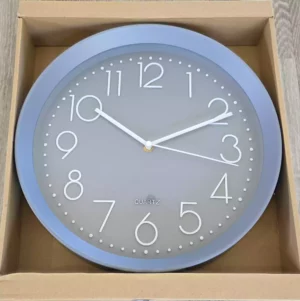 Grey Wall Clock with White Numbering